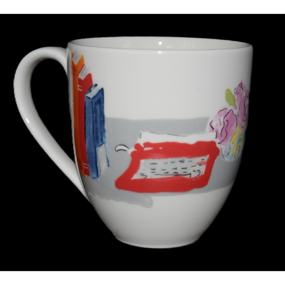 Kate Spade Muses Typewriter Coffee Mug White Porcelain Lenox Excellent Writing